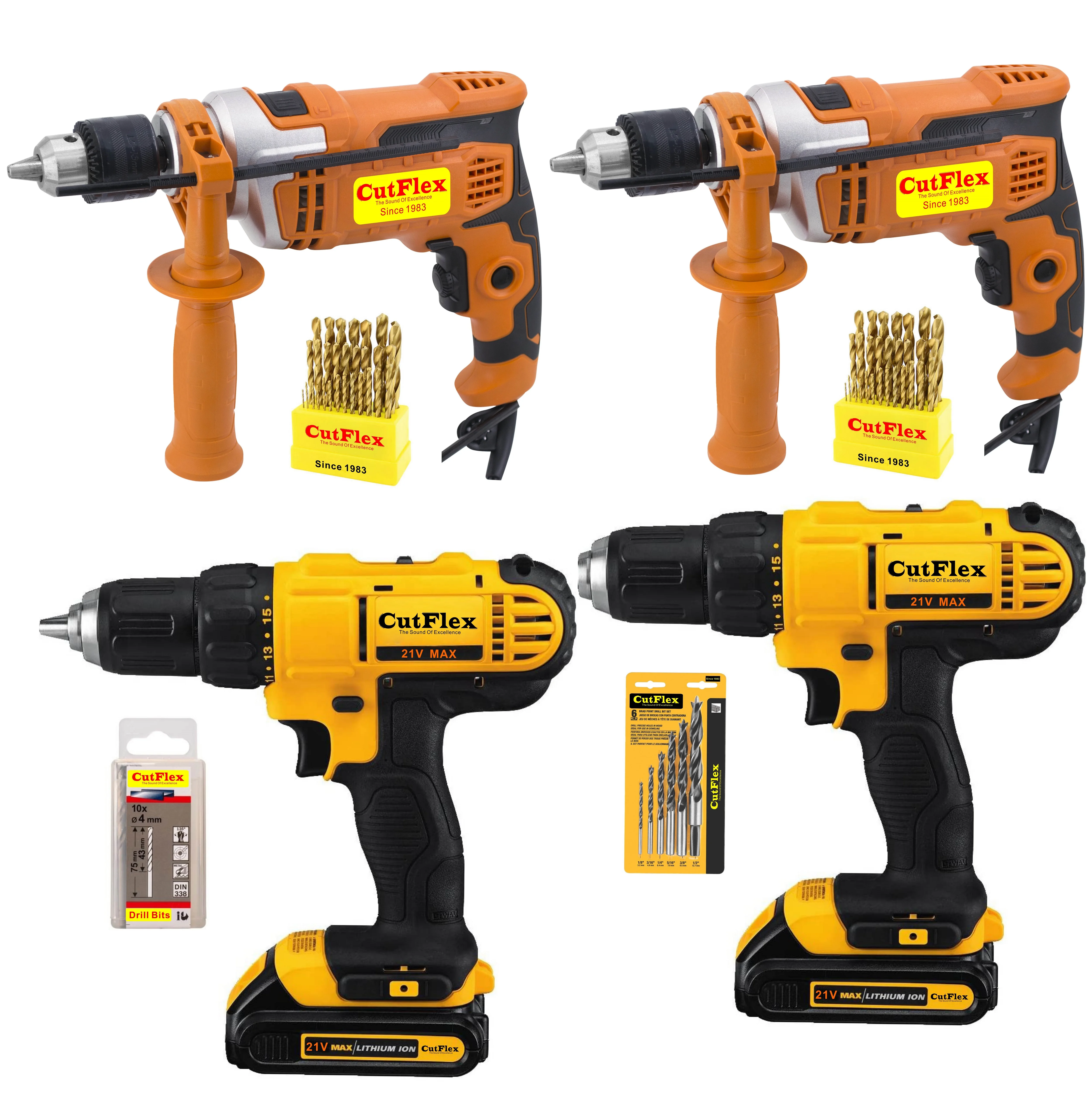 CUTFLEX 1912 Household Tools Kit Battery Power Tools Set 18V Cordless Impact Drill Electric Power Tools Charger Motor