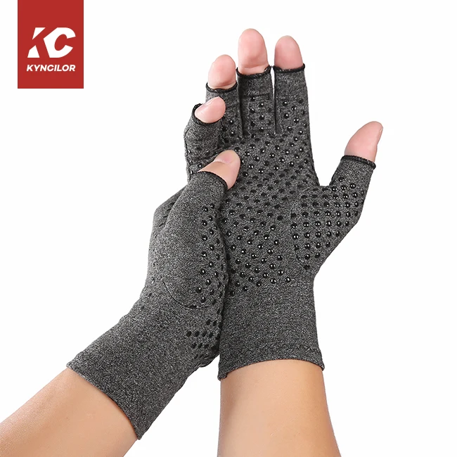 Силиконовые Нескользящие компрессионные перчатки для снятия боли и восстановления артрита, перчатки без пальцев для сенсорного экрана