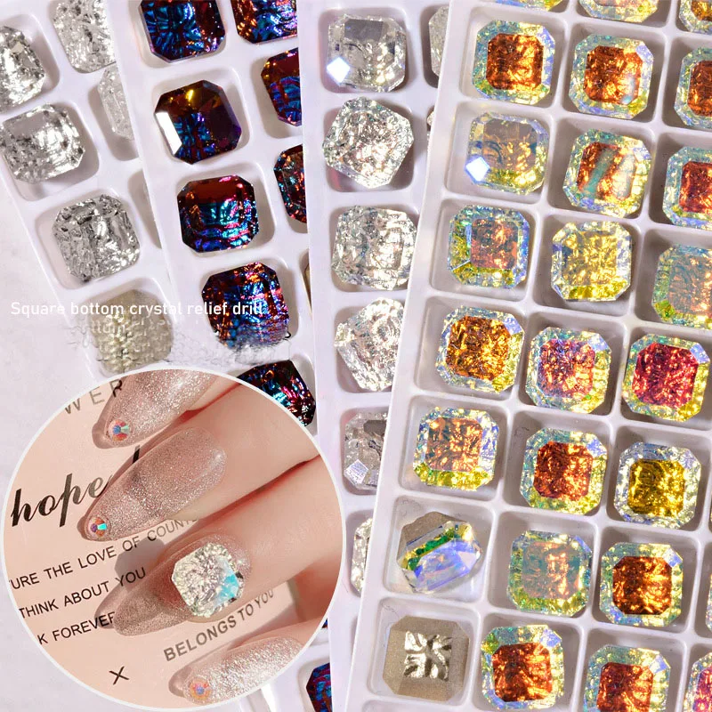 Brand New Square 8mm Carving Princess Octagon Point Back K9 Glass Nail Art Rhinestone Crystal Stone