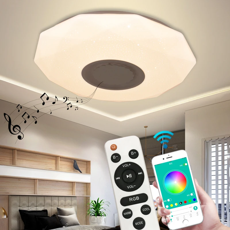 Smart Wifi Voice App Control Music Acrylic Lights Dimmable Bedroom Living Room Led Modern Ceiling Lamp