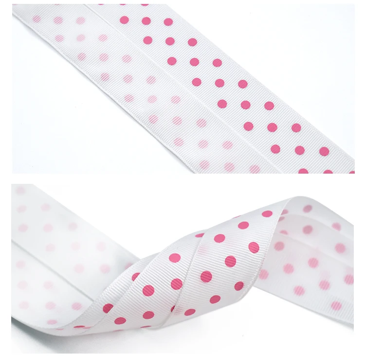 Manufacturers Wholesale Custom 2.5cm Grosgrain Ribbon Printing Polka Dot Packaging Ribbon