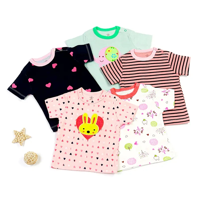baby product clothes baby gift Soft Cotton Clothes Newborn short sleeve 5 pcs Set T shirt