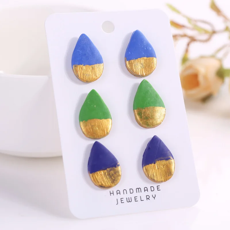 Beautiful Stunning Lightweight Cute Polymer Clay Water Drop Earrings