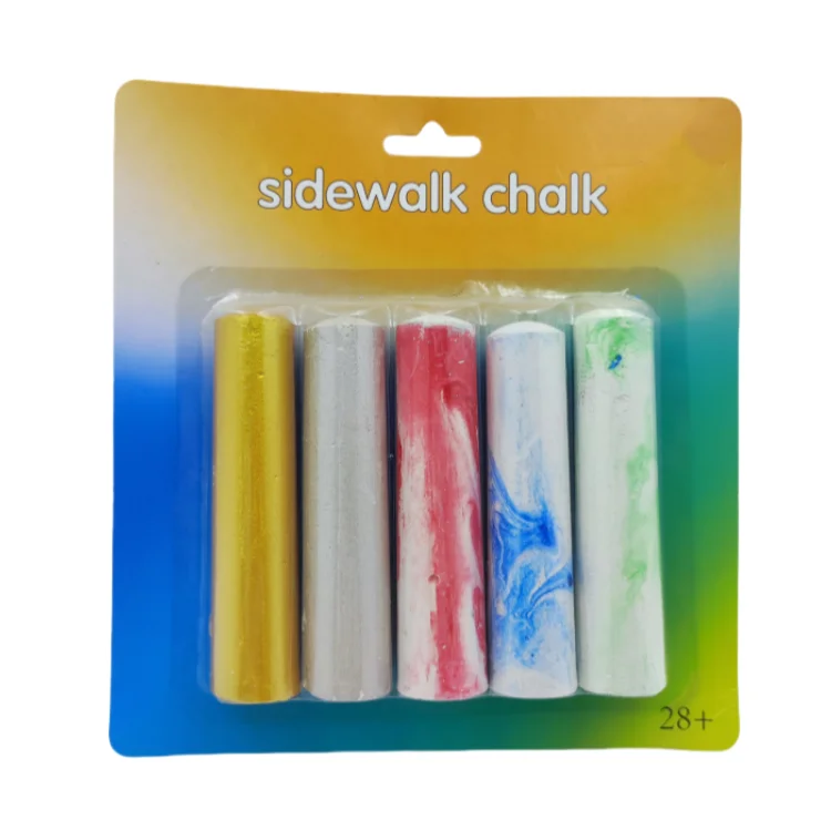 Fun Kid Art Washable Bright Colored marble chalks with Patterns Drawing on Chalkboard Sidewalk turning point chalk