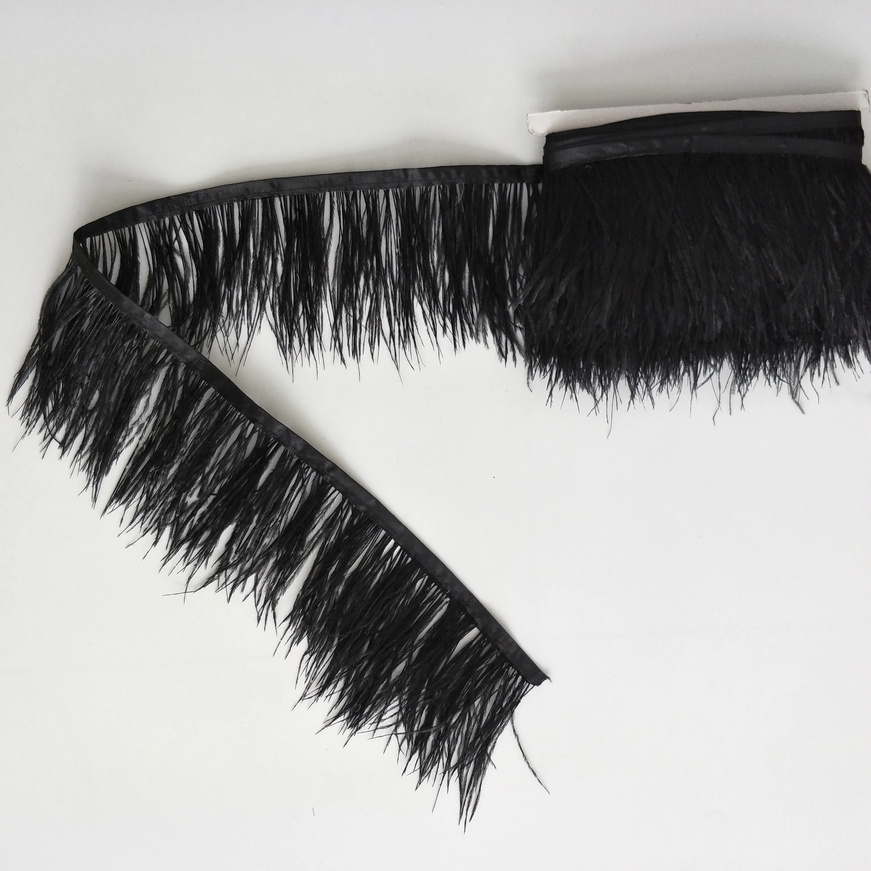 Cheap sale 8-10 cm black Fluffy Colorful curly Ostrich Feather trim fringe for party dresses decoration