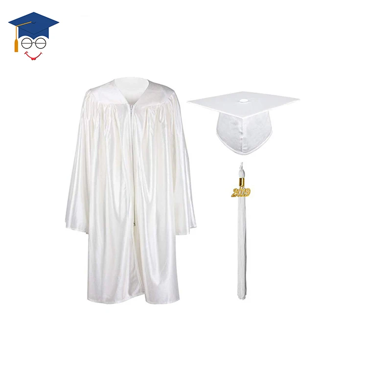 Hotsell Children White Shiny Graduation Gown And Cap graduation for kids