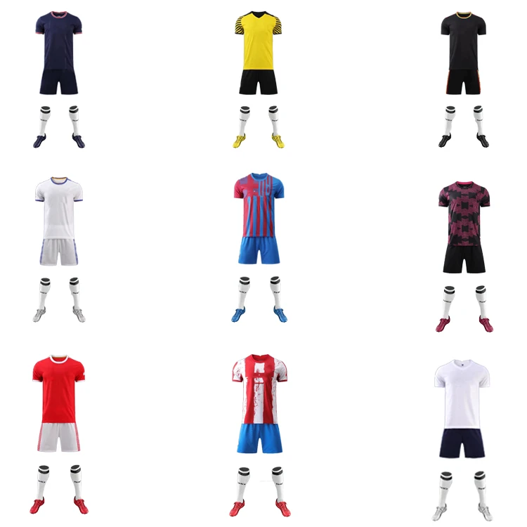 2021/22 оптовая продажа, дешевые футбольные Джерси из тайского качества, 100% полиэстер, комплекты футбольной формы с сублимационной печатью, комплекты футбольных Джерси