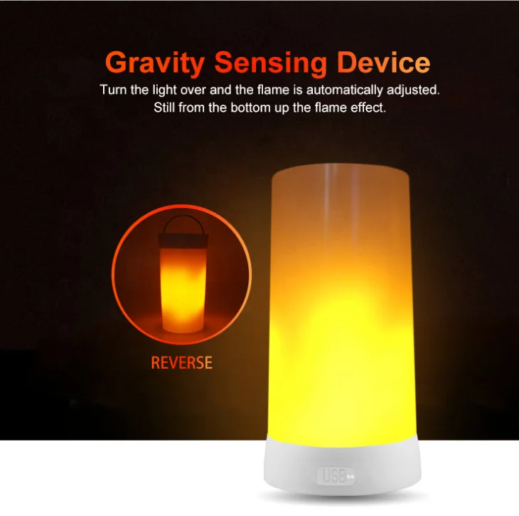 
2019 New Creative Night Light Cross-border Desk Lamp LED Portable Magnet Version Bar Table Lamp USB Smart Night Flame Light 