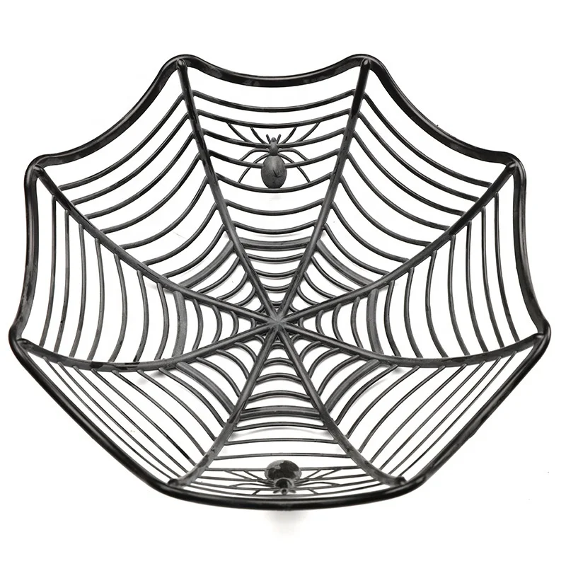 Halloween Spiderweb food Bowls Spider Web Fruit Basket Cobweb Fruit Bowl Plastic Candy Basket for Halloween Trick or Treat Kids