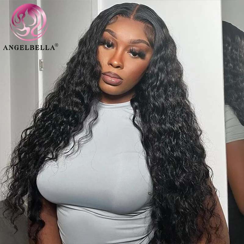AngelBella Best Lace Wig Vendors Frontal Wig Human Hair Water Wave 13x4 Transparent Lace Frontal Wigs For Black Women