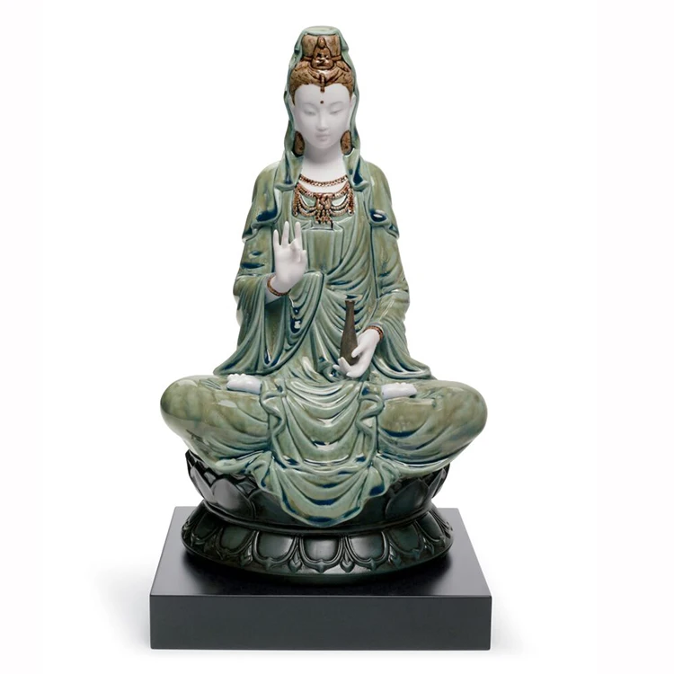 Wholesale Customized Fiberglass Religion Sculpture Large Pink Resin Guan Yin Buddha Statue For Sale