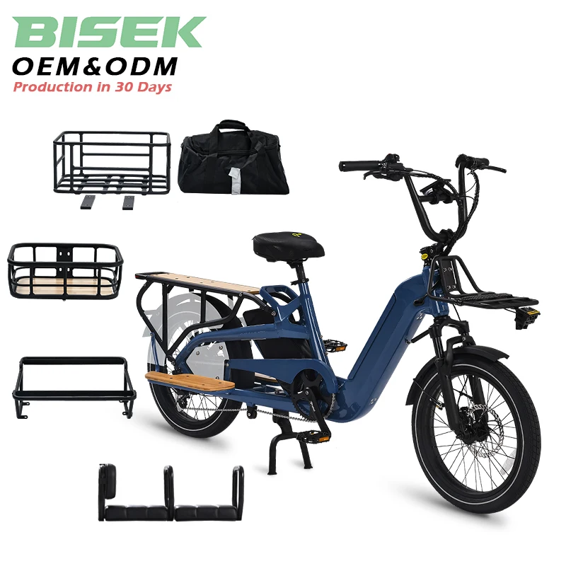 Завод OEM изготовленный по индивидуальному заказу двойной аккумулятор американский склад в наличии электровелосипед грузовой электрический велосипед с пассажирскими сиденьями