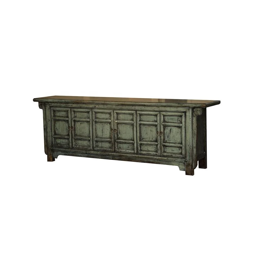 Chinese antique reproduction wooden TV cabinet oriental hand painted storage furniture