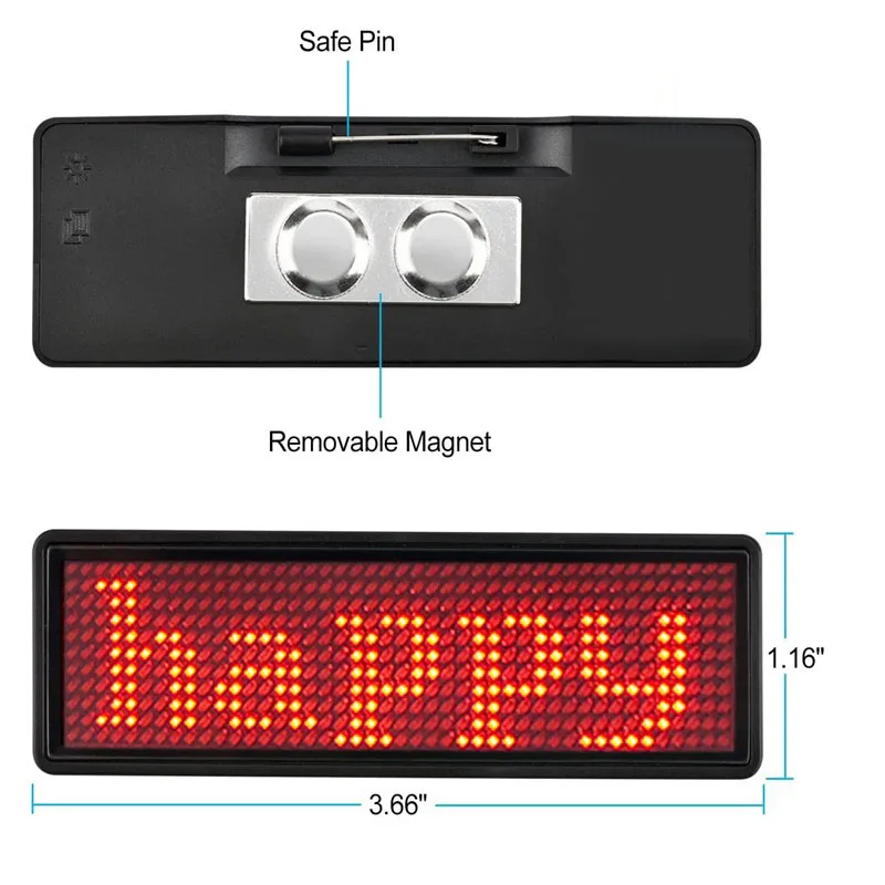 Flexible Programmable Scrolling led screen badge LED Module digital worker id name badge