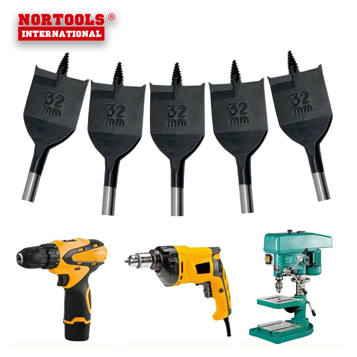 Quick Change Shank Self Feed Flat Wood Spade Screw Tip Wood Core Drill Bits