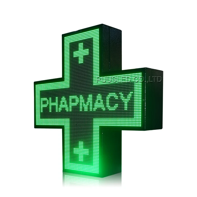 outdoor waterproof P6 rgb color led cross pharmacy display led advertising screen double sided cross led display for pharmacy