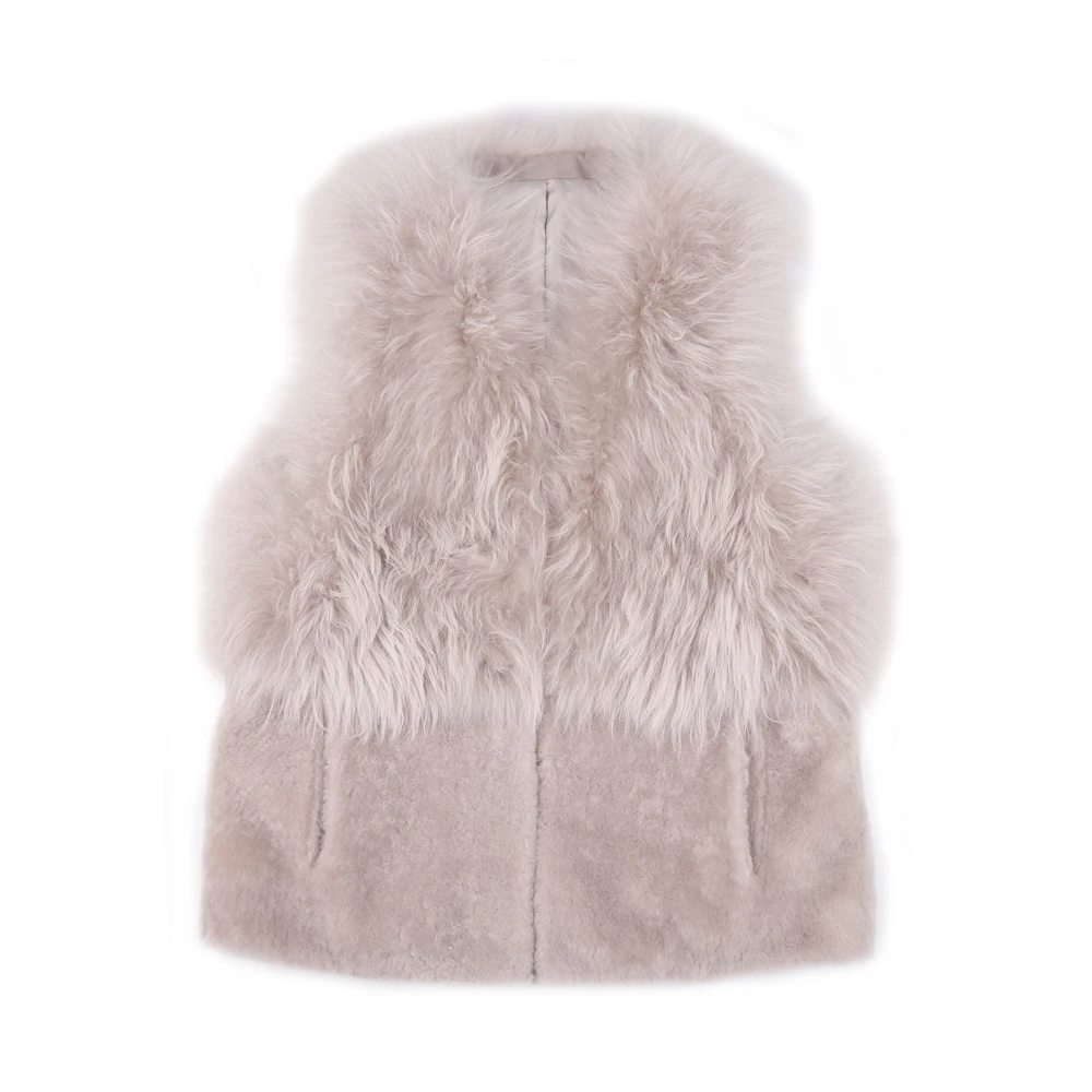 2023 Newest High Quality Real Fur Winter Women Fashion Vest Sleeveless Fur Coat