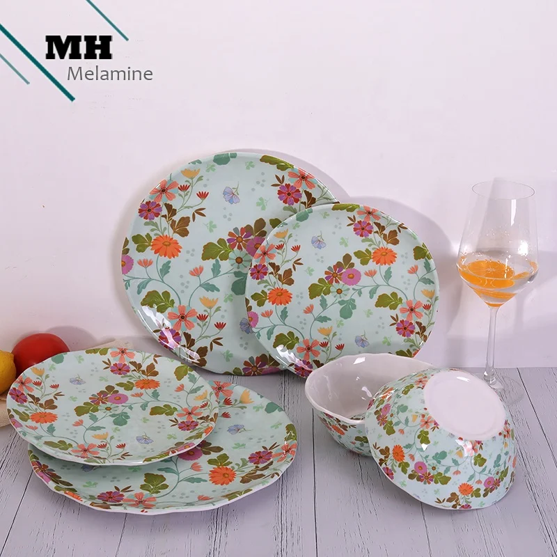  High Quality Customized printing 16 sets melamine tableware dinner set