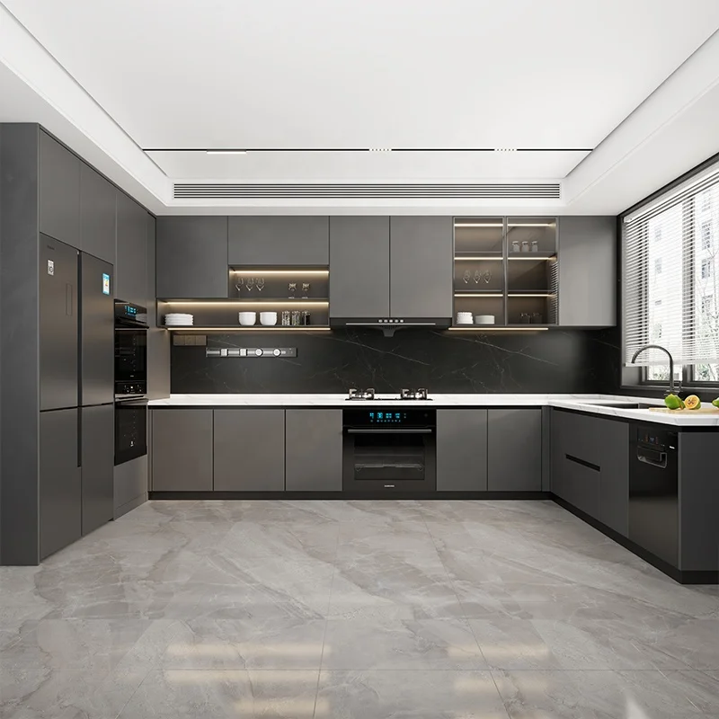 Modular wooden designs smart black pvc polymer sheet for wood kitchen cabinet modern lacquer door design