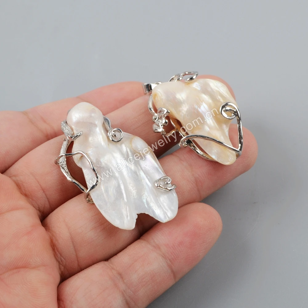WX1204 Silver pearl pendant baroque pearl pendant charms jewelry