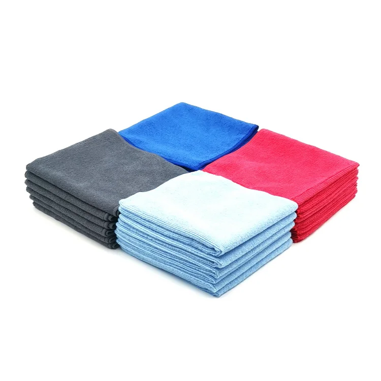 Large Stock 4 Colors Microfiber Cleaning Towel Household Warp Knitted Cloth Towel