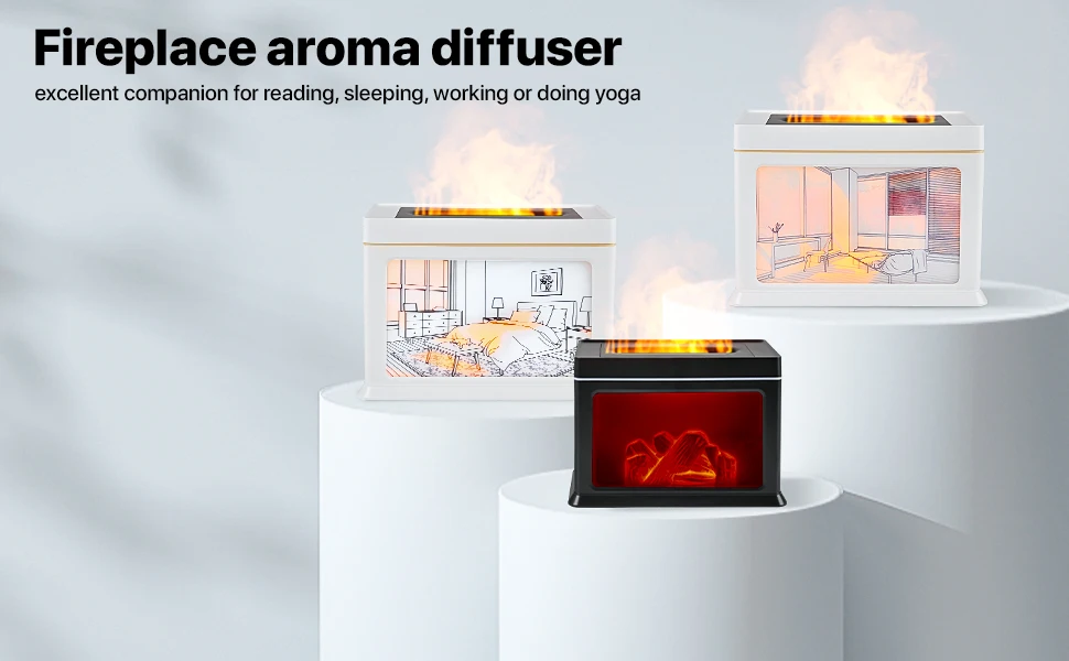 New RGB Flame Aroma Diffuser USB Humidifier with volcanic Effect Essential Oil Diffuser for home baby room