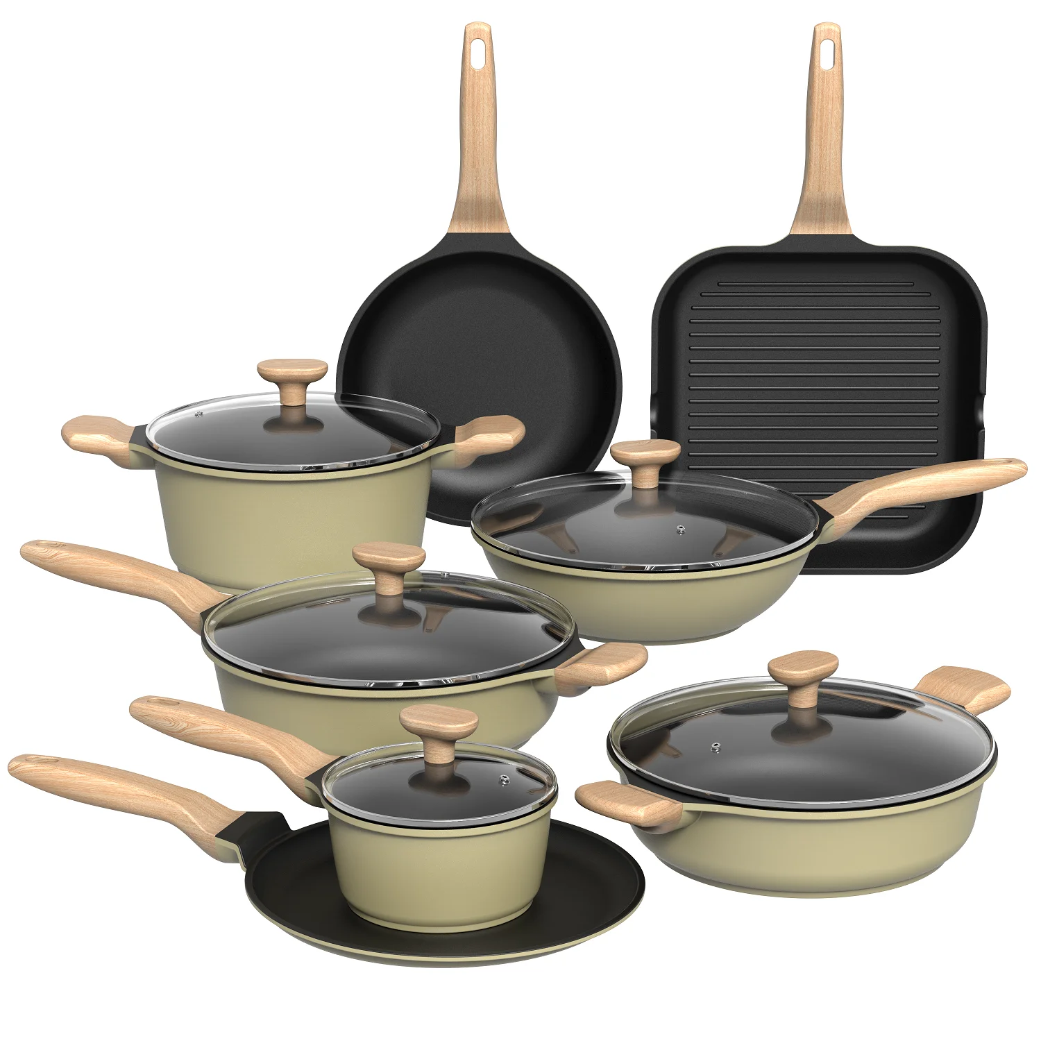 BESCO OEM эскалация Антипригарная посуда набор алюминиевой посуды набор индукционной кухонной посуды для домашнего использования