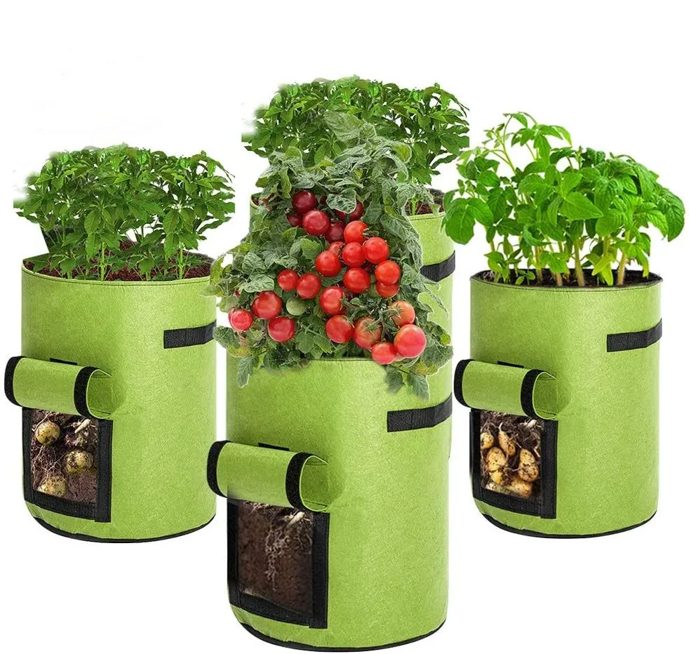 Thickened Heavy Duty Aeration Fabric Pots Non woven Fabric Root  Pots Plant Grow Bags with Handles