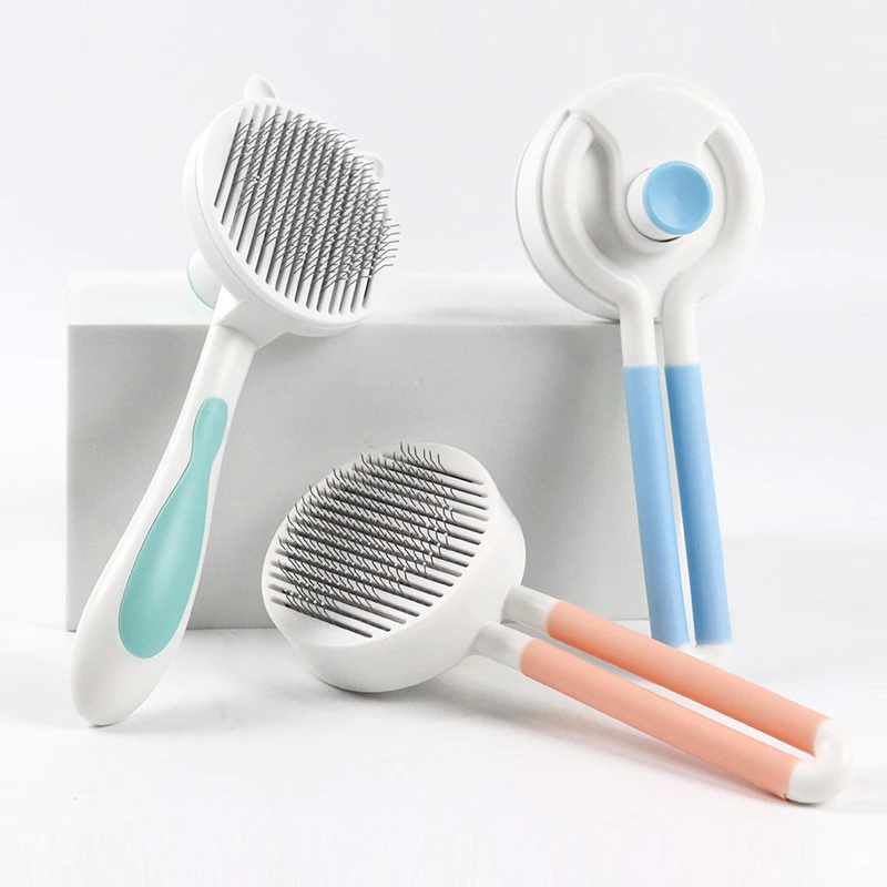 Pet Grooming Products One Button Shedding Brush Hair Removal Comb Self Cleaning Dog Grooming Comb