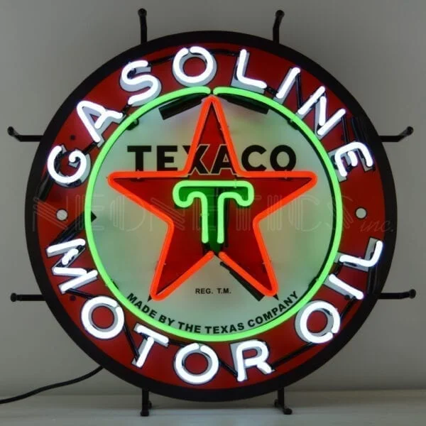 Oem factory china suppliers custom car garage vintage glass neon light sign texaco oil custom glass neon sign