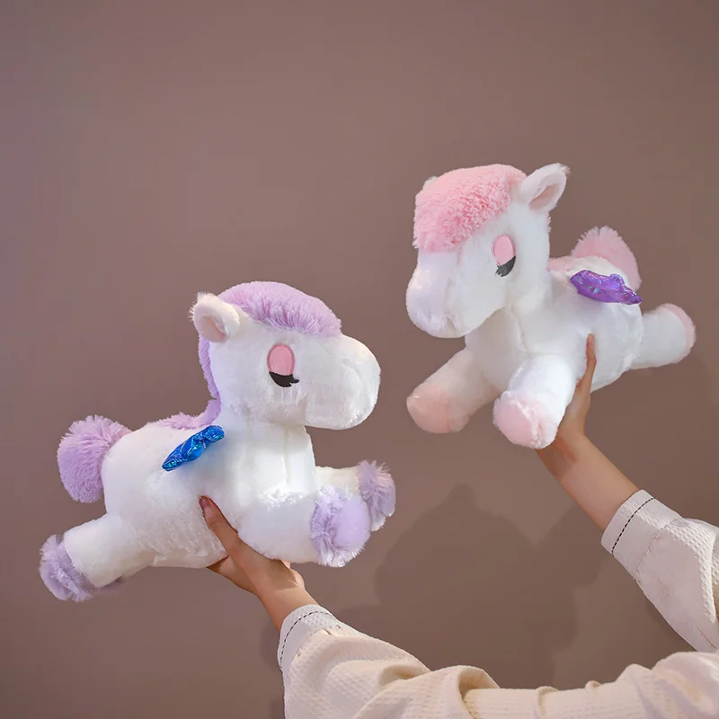 Original Manufacturer Yangzhou New Sunrise Custom Lovely Soft Plush Lie Prone Posture rainbow Flying Horse Animal Doll Toy