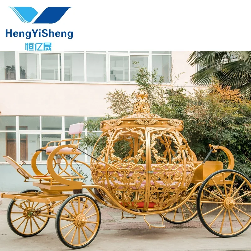 English Style Victoria Pumpkin Cinderella Gold Horse Carriages /Electric Luxury Cinderella Horse Carriage