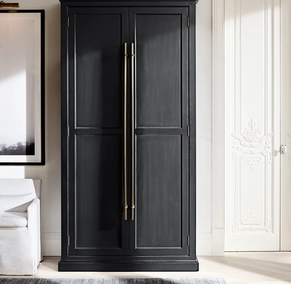 Classic furniture English brass bar handle indoor double door solid wood kitchen cabinets