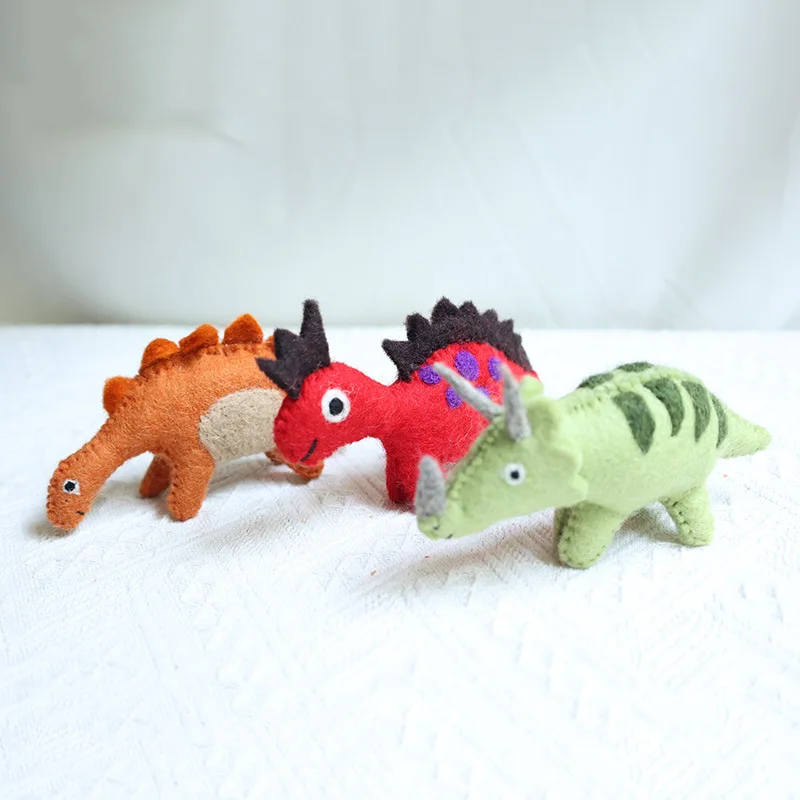 14 cm animals Felt Ornament soft Toy Handmade Felt Wool Dinosaur Kids Baby Dinosaur Toys