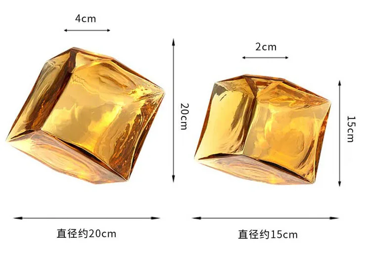 Stained Amber Color Glass Square Hydroponic Glass Vase Home Decoration Flower Arrangement Crafts Geometric Decorative Vase