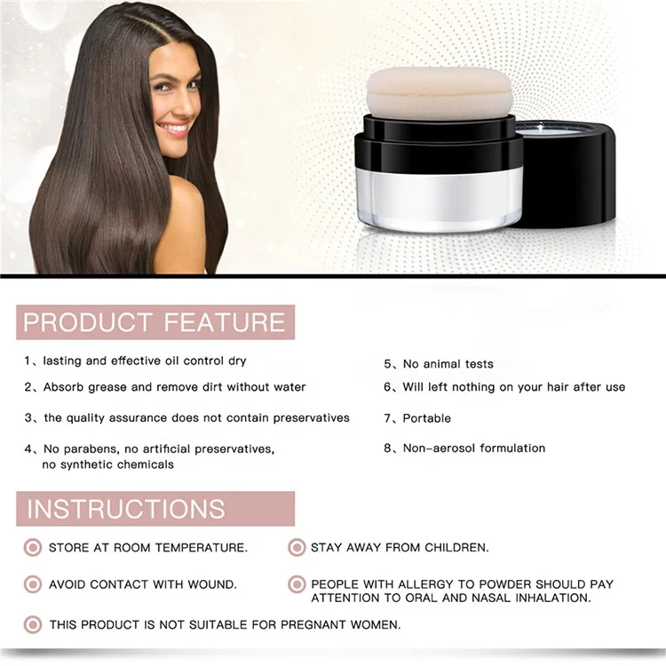 Private Label Korea Natural Organic Herbal Pure Powder Dry Shampoo for Oil Hair