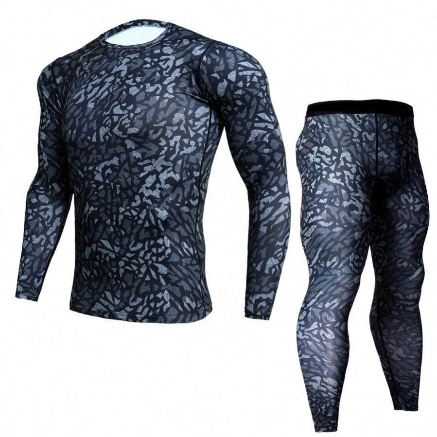 Hot Sale Men Women Long Sleeve Shirts And Leggings Set Custom Logo Compression Gym Fitness Rash Guard