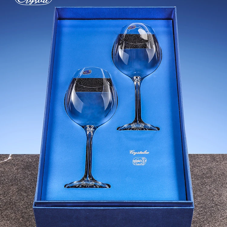wholesale popular vintage wine glasses gift box lead free crystal wine glass set glass goblet