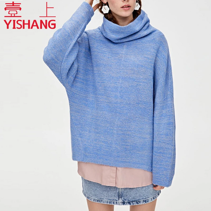 Lady Casual Cloth  Knitwear High Neck Jumper Women Pullover Sweaters custom knit sweater