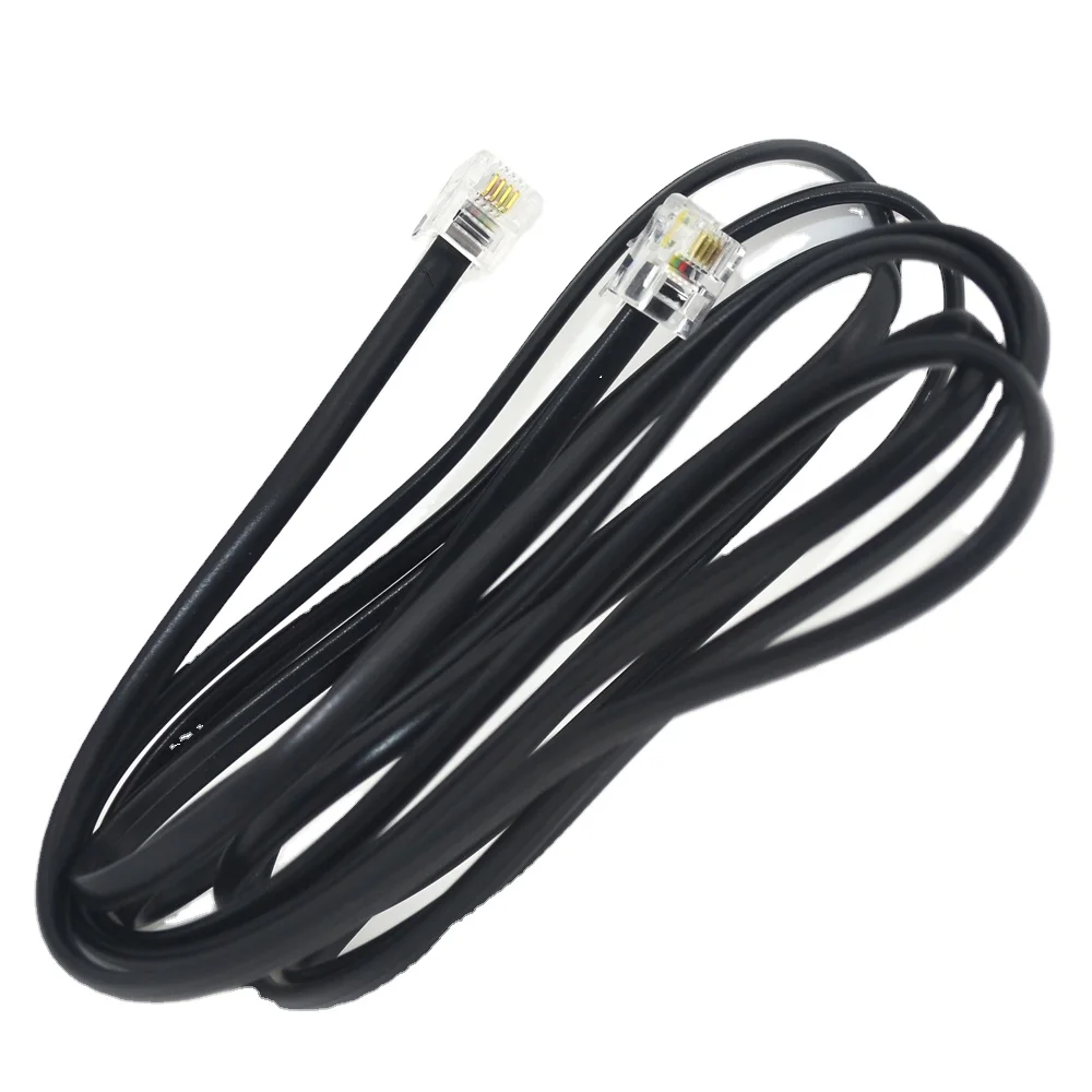 
Black 4 Core Telephone Extension Cord Cable Line Wire RJ-11 