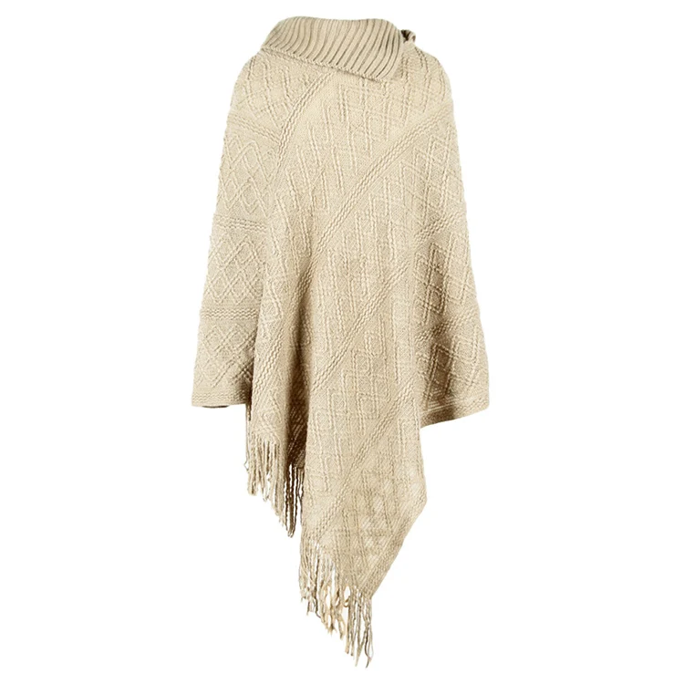 New Fashion Big Scarf Winter Shawl Solid Color Ponchos Women Pullover Hollow Cape Cloak