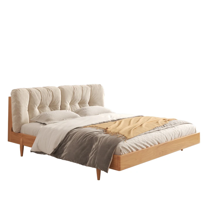 OEM gas lift solid wood frame double bedroom furniture multifunction Wooden bed