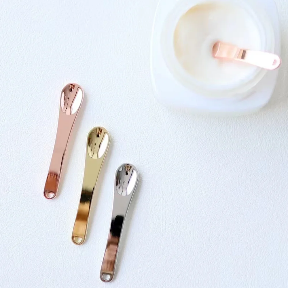 Custom Logo Spoon Spatula Cosmetic Face Cream Scoop Mini gold Cosmetic Spoon