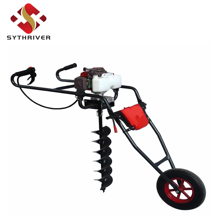 hand push gas powered ground drill earth auger gas post hole digger