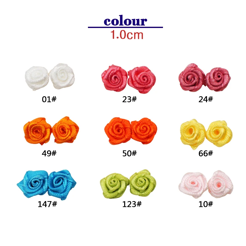 Custom Wholesale 15mm  Mini Ribbon Flowers For Dresses Gold Silver And Colorful Decorative Small Metallic Ribbon  Roses