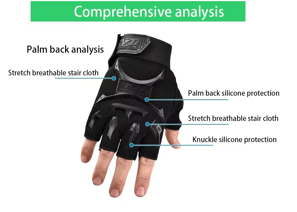 Sports cycling fitness half-finger gloves anti-slip wear resistant tactical gloves