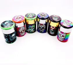 Portable custom printing plastic holder cup storage skull led electronic smell wind proof cigar ashtray with cover for car