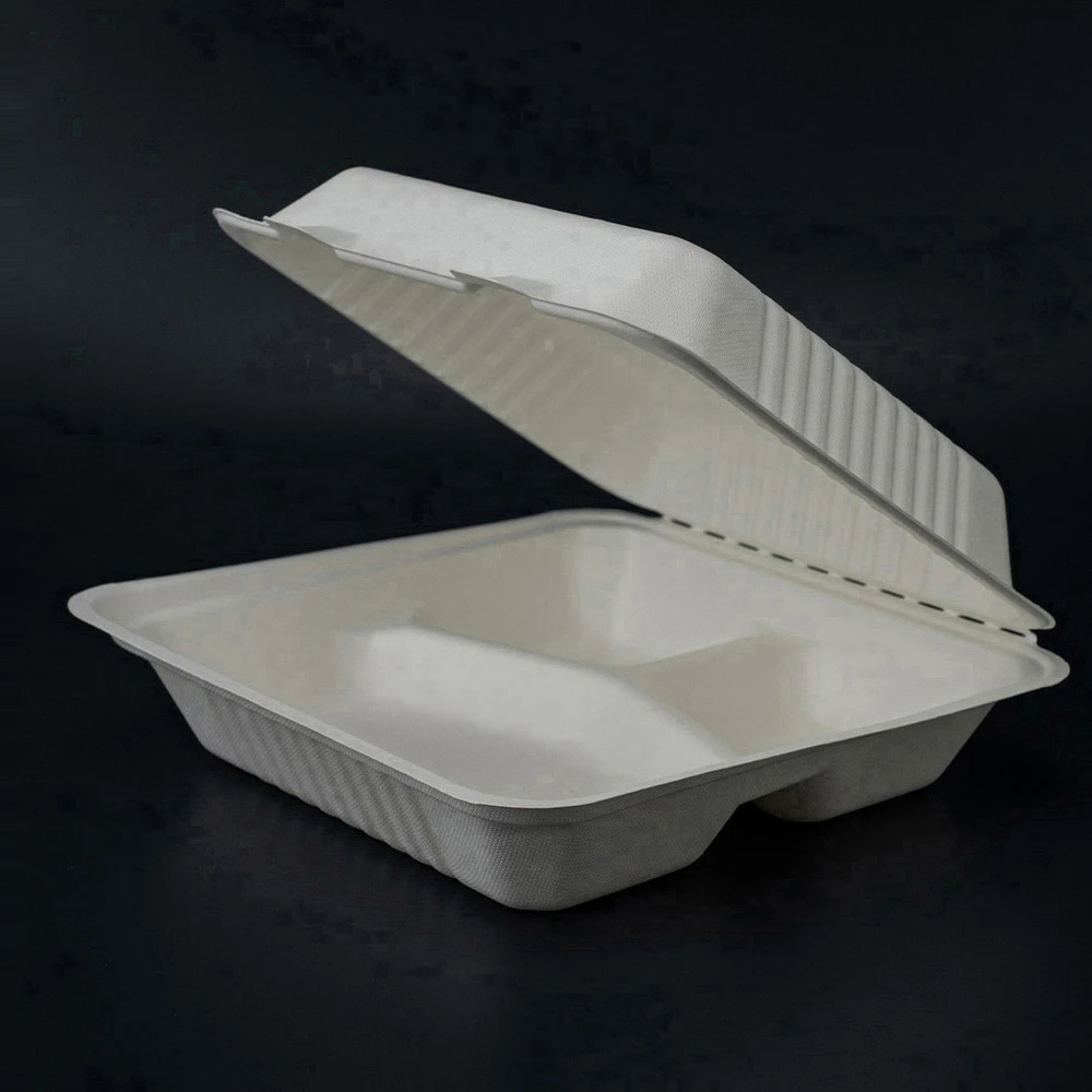 9-дюймовая белая трехкамерная миска для жома биоразлагаемая одноразовая Экологически чистая обедов свадебные миски