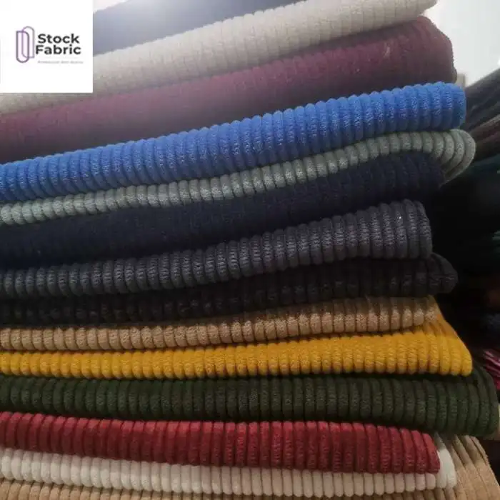 Hot selling ready goods nylon polyester corduroy dyed stock fabric for garment