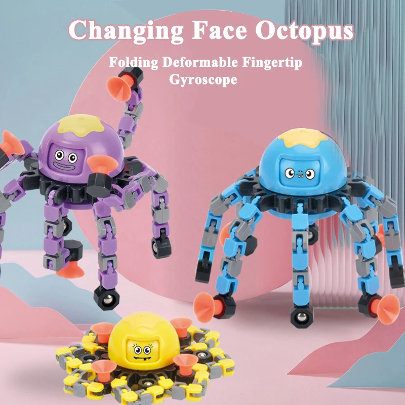 Juguetes Para Los Ninos Funny Octopus Interesting Face Changing Stress Relief DIY Mechanical Spinner Fidget Toys